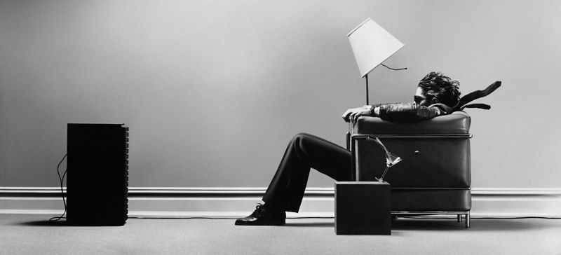 image of Maxell ad man getting blown away