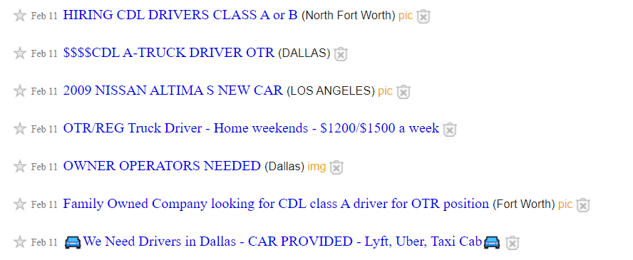 Craigslist trucking jobs in Chicago example GIF
